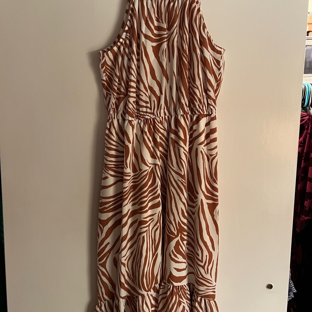 Nine West Brown and White Patterned Dress